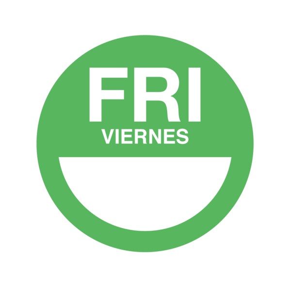 Nevs Dissolvable DaySpots - Friday/Viernes 2" circle White w/Green DDOT-FS2W - main